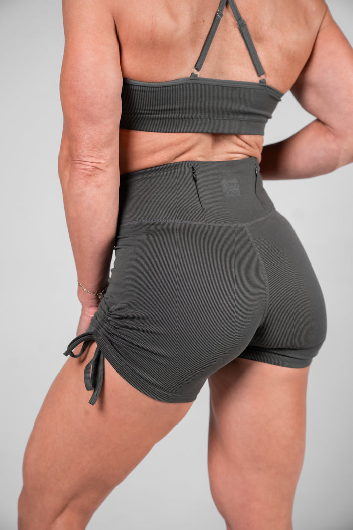 WOMENS RIBBED SHORTS - BLACK
