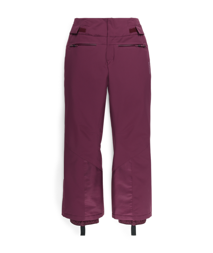 Purple snow pants on a white background