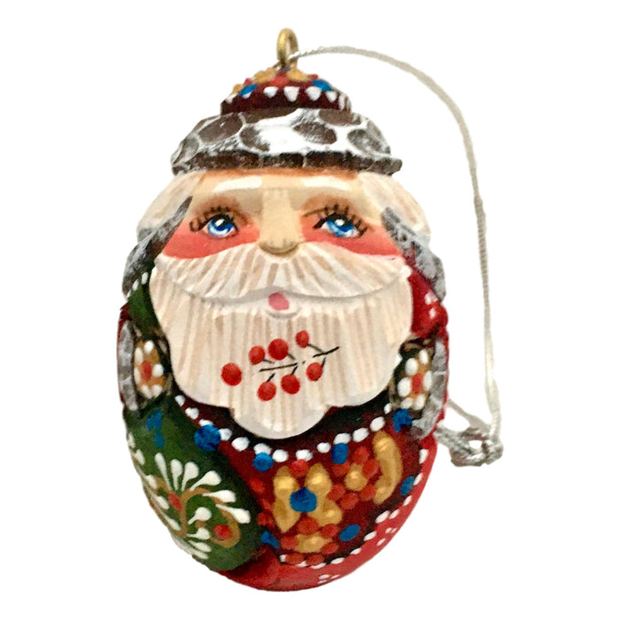 Russian Santa wooden Christmas ornament