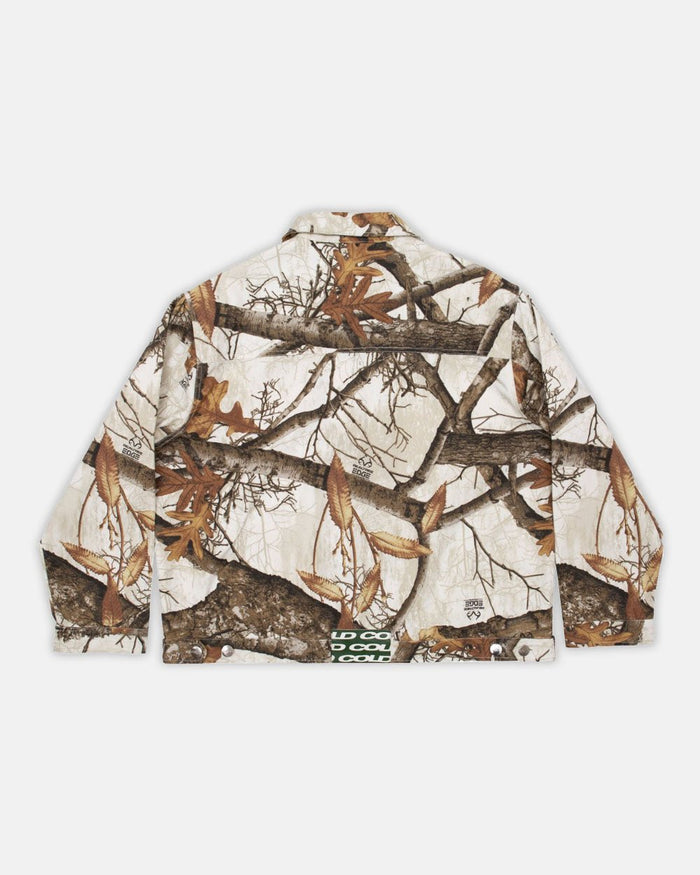 WORK ZIP JACKET REALTREE WHITE - white realtree camo work jacket, back view - Cold Culture