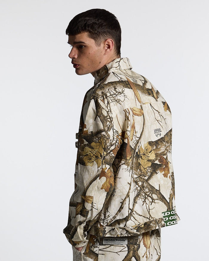WORK ZIP JACKET REALTREE WHITE - white realtree camo work jacket, side view - Cold Culture #man