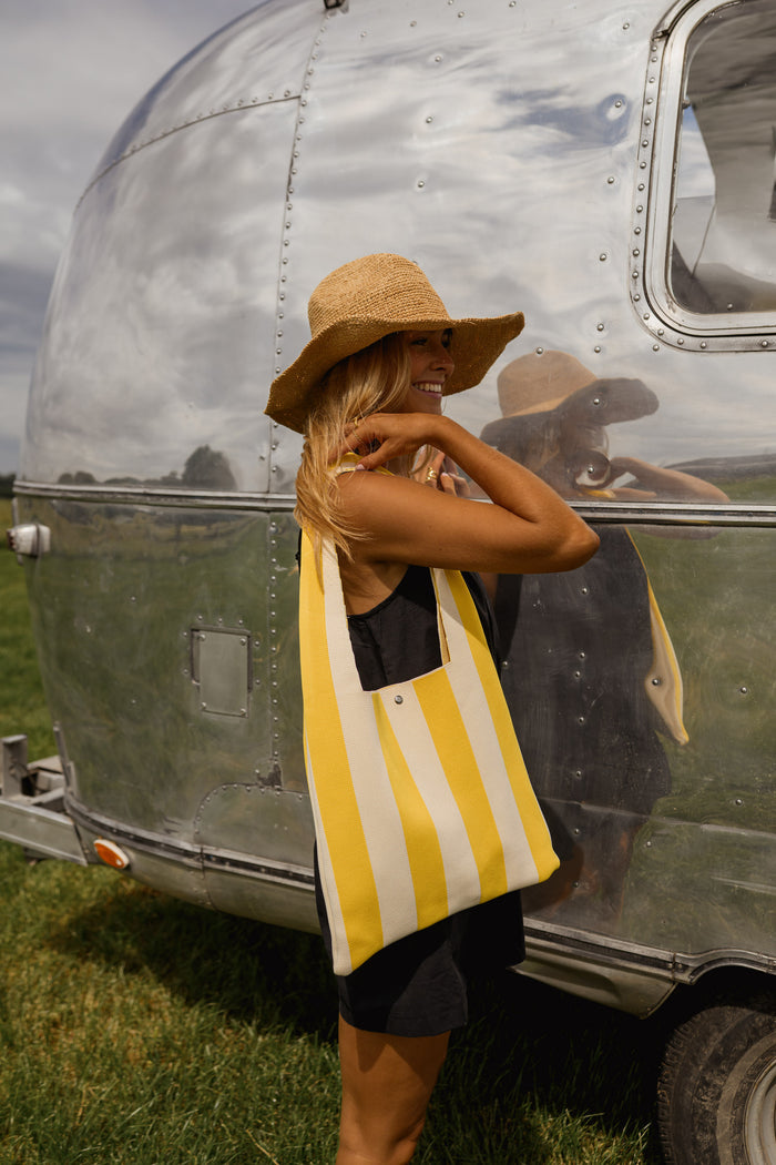 Yellow With Ecru Stripes Mael Bag