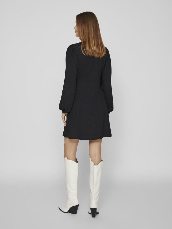 ZELIN LONG SLEEVE WRAP DRESS (BLACK)