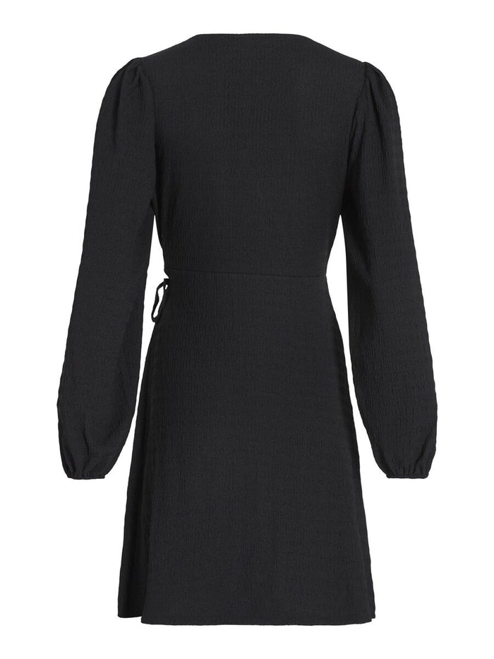 ZELIN LONG SLEEVE WRAP DRESS (BLACK)