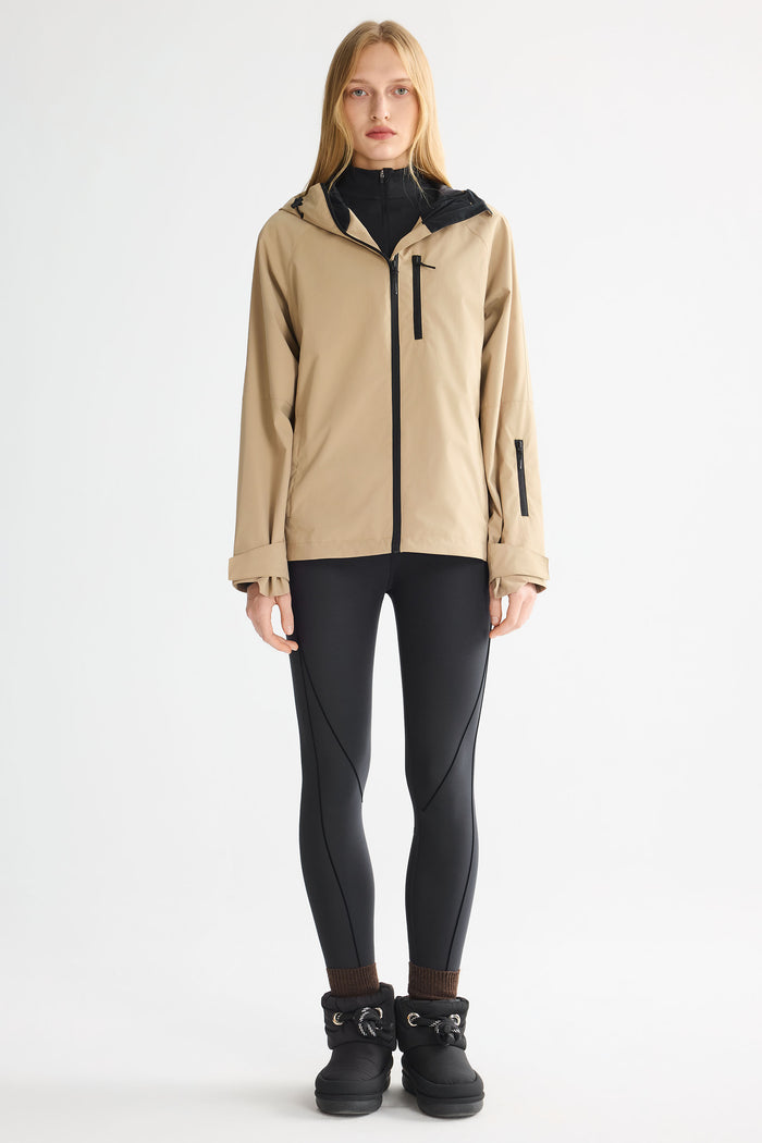 OROLAY Zip Up Rain Jacket Lightweight Hooded Windbreaker #color_khaki