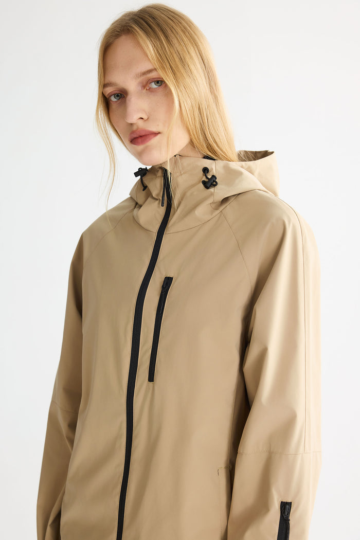 OROLAY Zip Up Rain Jacket Lightweight Hooded Windbreaker #color_khaki