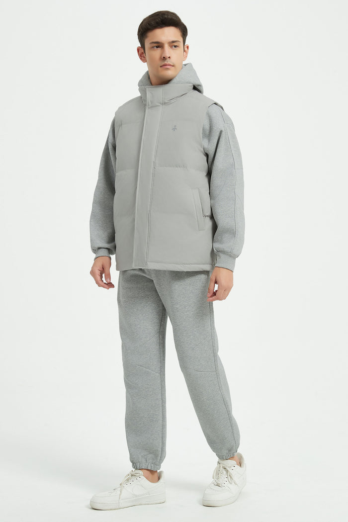 Zip Up Stand Collar Down Vest OROLAY #color_gray