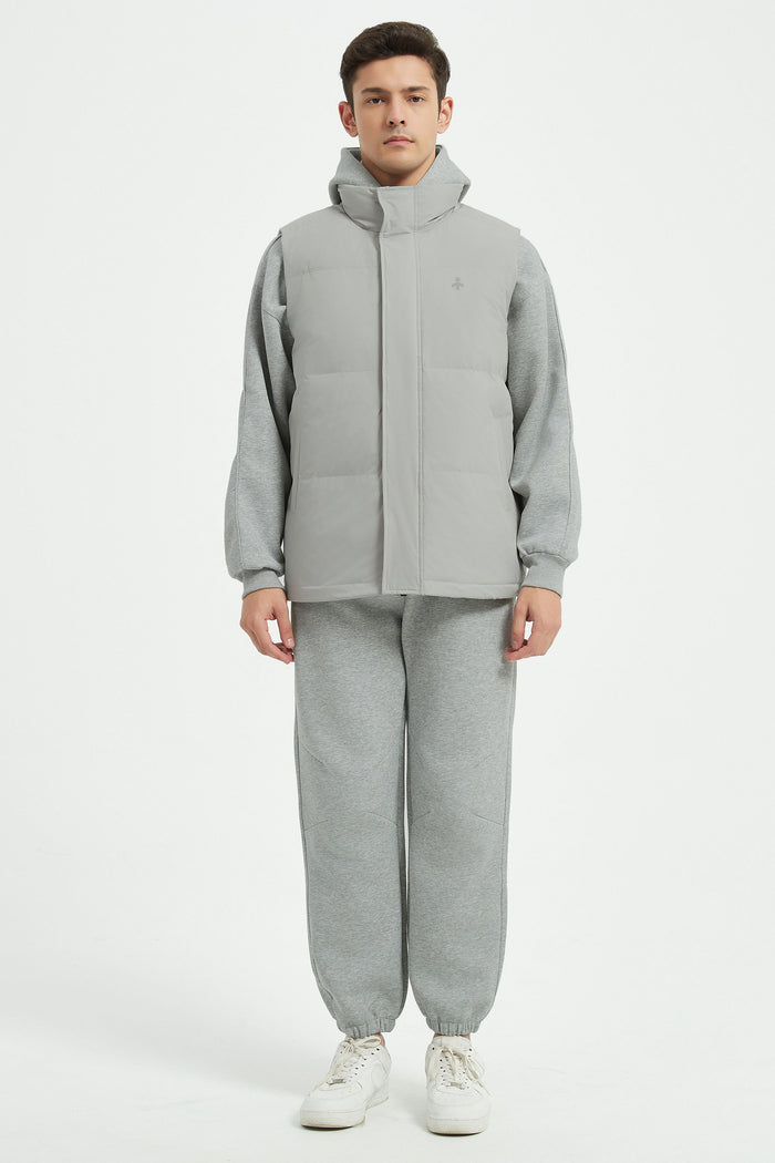 Zip Up Stand Collar Down Vest OROLAY #color_gray