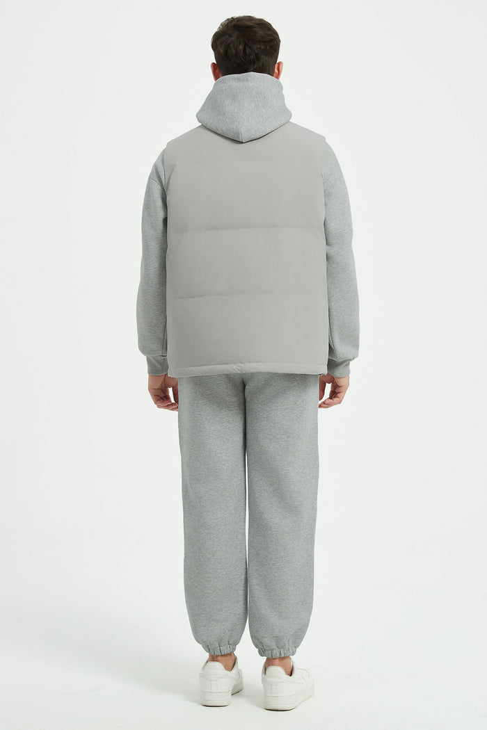 Zip Up Stand Collar Down Vest OROLAY #color_gray